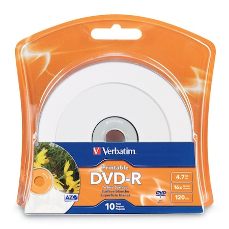 Verbatim Dvd-R 4.7Gb 16X Inkjet Printable 10Pk 96936
